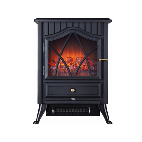 תנור קמין שחור עם אפקט הגחלים הלוחשות