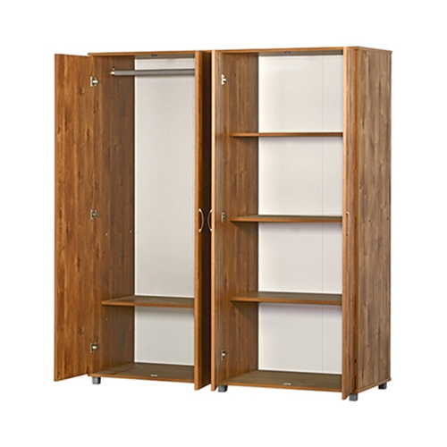 ארון 4 דלתות צד אחד מדפים צד שני תליה רחבה ומדף