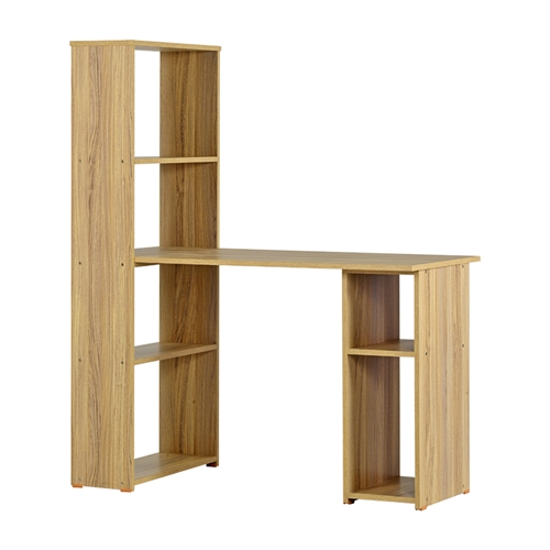 שולחן מחשב עם כוננית לקלסרים וספרים בצד