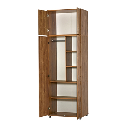 ארון 2 דלתות מרובה מדפים ותליה עם חלק עליון