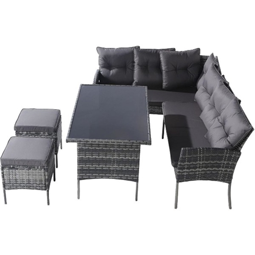 מערכת ישיבה פינתית לגינה מראטן מלבורן אפור PLAYA