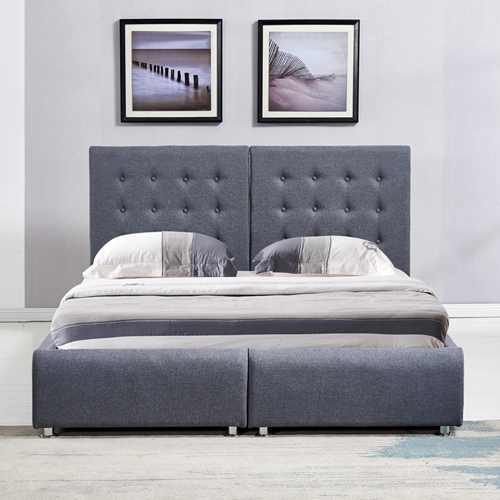 מיטה זוגית בריפוד בד עם הפרדה יהודית וארגזי מצעים HOME DECOR