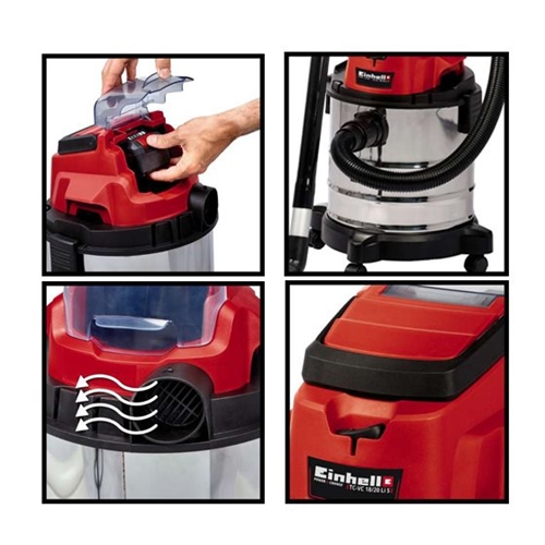 גוף שואב אבק נירוסטה נטען לרכב בנפח 20 ל' Einhell