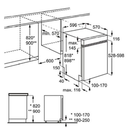 מדיח כלים רחב חצי אינטגרלי 13 מער' כלים FEB52600ZM