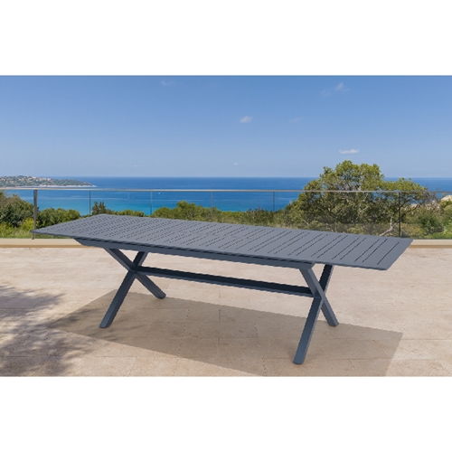 שולחן רוטרדאם אלומיניום פסים אפור מתארך ל 2.97 מטר