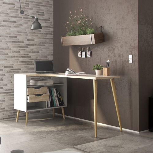 שולחן כתיבה מעוצב רטרו עם שידת אחסון HOME DECOR