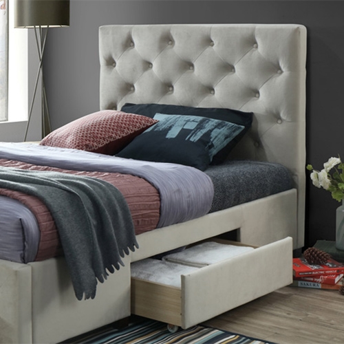 מיטה זוגית מרופדת בד + 3 מגירות אחסון HOME DECOR