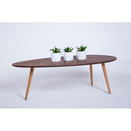 שולחן קפה מעץ טבעי בצורת טיפה בסגנון סקנדינבי