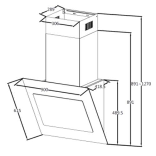 קולט אדים צמוד-קיר ברוחב 90 ס״מ E90TEW2J82