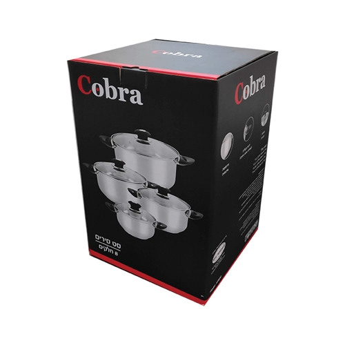 סט סירים 8 חלקים קוברה 2/2.7/3.6/4.7ל' נירוסטה