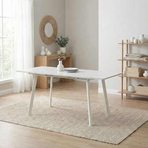 שולחן פינת אוכל אריאל לבן ו 4 כיסאות HOME DECOR