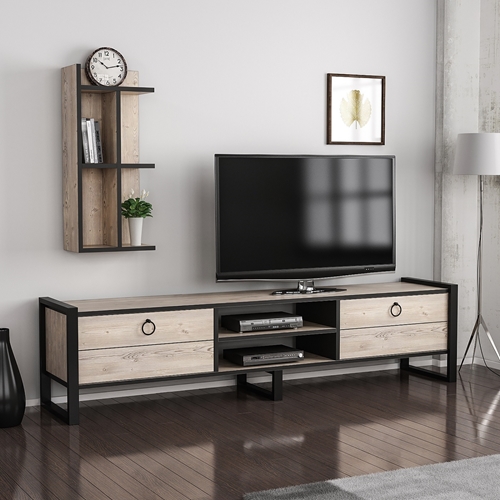 מזנון מעוצב 184 ס"מ עם מעמד מדפים Tudo Design Sena