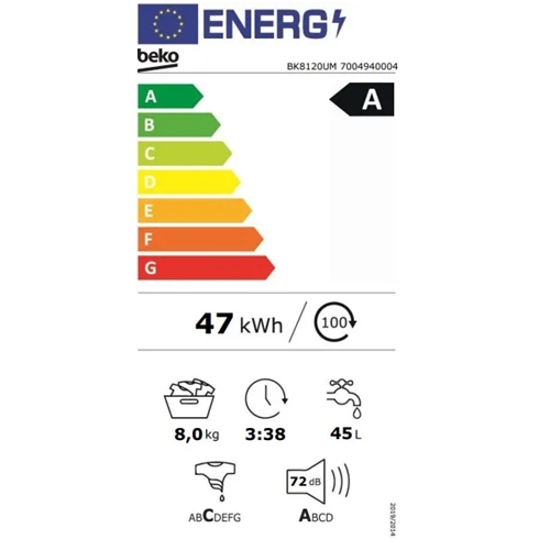 מכונת כביסה 8 ק"ג דגם BEKO BK8120UM בקו לבן