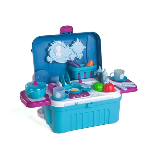 מזוודת טרולי נפתחת למטבח מודרני מועוצב מהסרט פרוזן