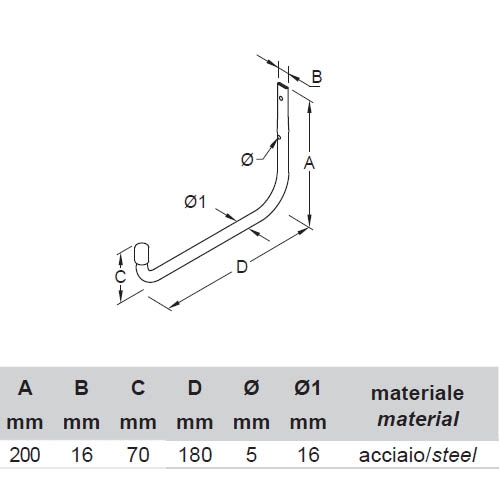 מתלה לכל צורך 180 מ"מ תוצרת BOLIS איטליה
