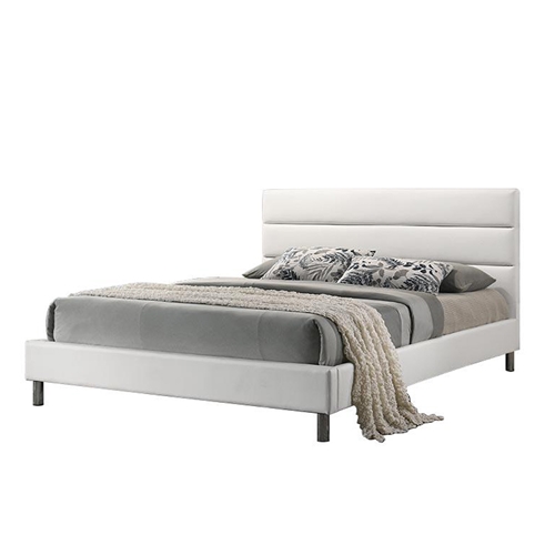 מיטת נוער רחבה ומעוצבת 120x190 בריפוד דמוי עור לבן