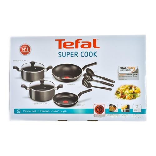 סט סירי קלחות ומחבתות 9 חלקים גימור שחור TEFAL