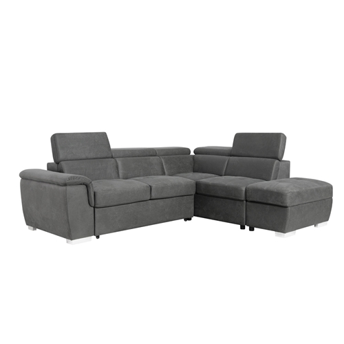 מערכת ישיבה פינתית נפתחת למיטה עם ראשים מתכווננים