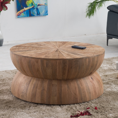 שולחן סלון עגול מרהיב מעץ מלא HOME DECOR דגם דקוטה