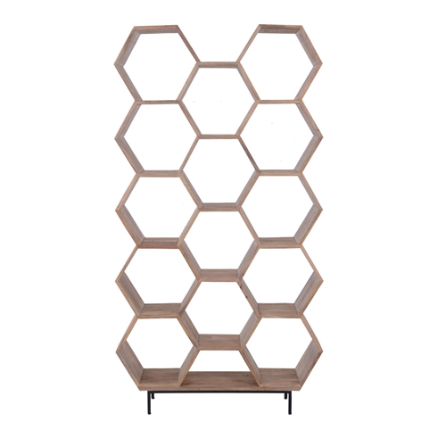 יחידת מדפים מרהיבה מעץ מנגו טבעי מלא HOME DECOR