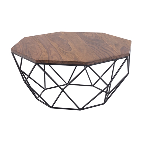 שולחן סלון מעץ מלא משולב ברזל HOME DECOR