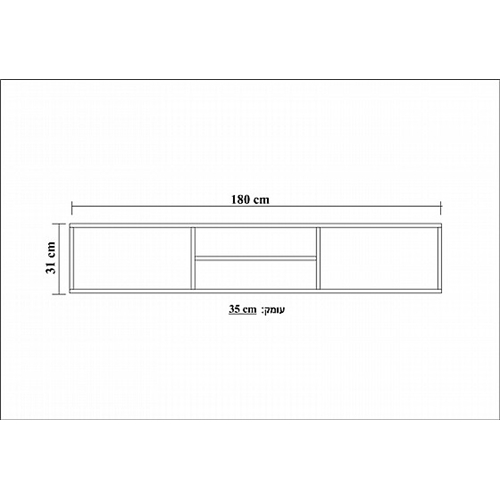 מזנון טלויזיה צף ברוחב 180 ס"מ עם 2 קלאפות