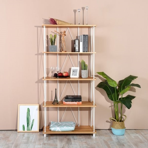 ספריה מעוצבת חמישה מדפים סורנטו לבן 5 HOMAX