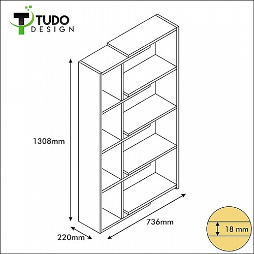 כוננית ספריית מדפים מתכווננת אלגנטית 8 תאים