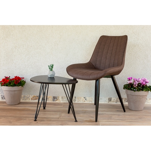 כיסא מפואר לפינת אוכל מרופד דמוי עור דגם רומא