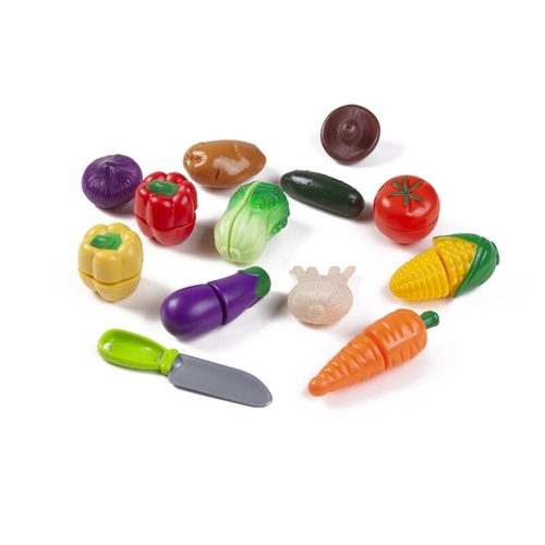 סט משחק לילדים מפלסטיק- מגש עם מגוון ירקות וסכין
