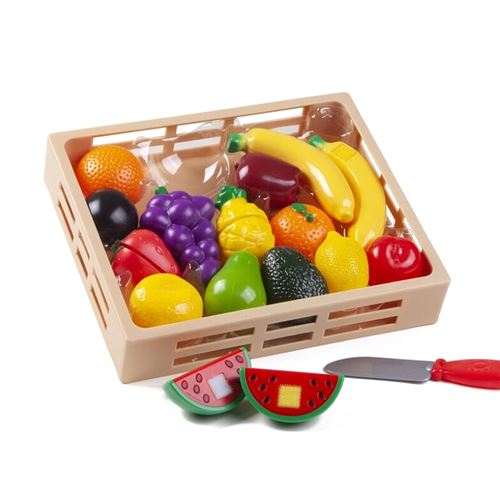 סט משחק לילדים מגש עם מגוון פירות וסכין 21 חלקים
