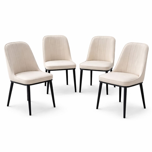 פינת אוכל מקרמיקה לבנה + 4 כיסאות Tudo Design