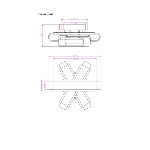 מנורת צמוד תקרה דולרס יוקרתית ואלגנטית מבית ביתילי