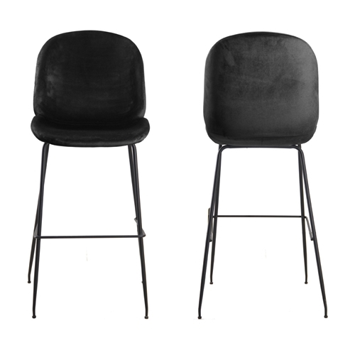 זוג כסאות בר מרופדים בד קטיפה עם רגלי ברזל