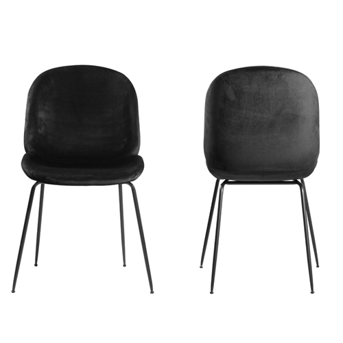 זוג כסאות לפינת אוכל עם רגלי יתוש מברזל ובד קטיפה