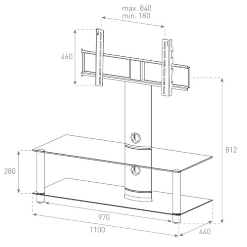 שולחן טלויזיה זכוכית משולב תלייה עד 55" SONOROUS