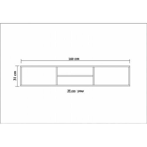 מזנון טלויזיה צף ברוחב 160 ס"מ עם 2 קלאפות