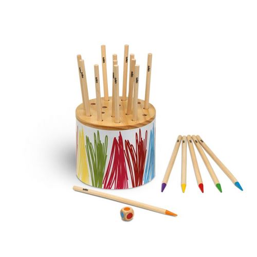 משחק זיכרון קרוסלת הצבעים הכולל מחזיק עפרונות, 18 מקלות ב...