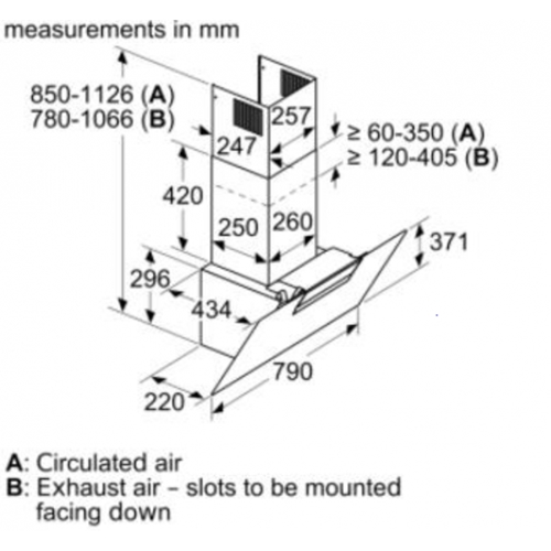 קולט אדים זוויתי DWK87EM60 בוש BOSCH זכוכית שחורה