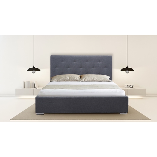 מיטה זוגית מרופדת בד + ארגז מצעים מבד DARIA