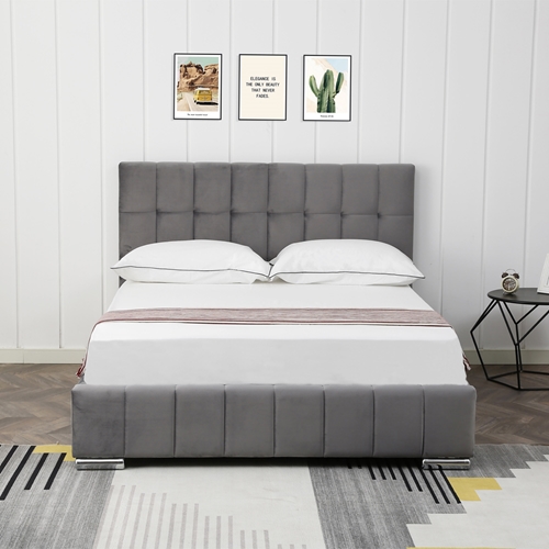 מיטה זוגית 160x200 מעוצבת ומרופדת בד קטיפתי