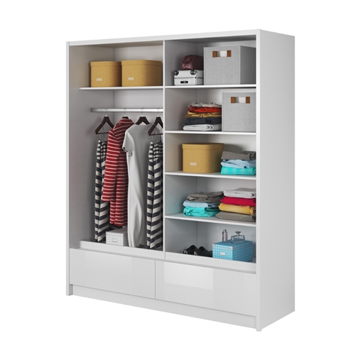 ארון הזזה 180 ס"מ עם 2 דלתות מראה ומגירות