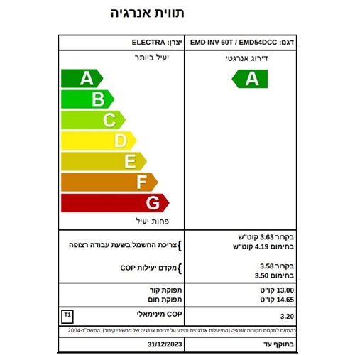 מזגן מיני מרכזי ELECTRA EMD-INV 60T 44,350BTU