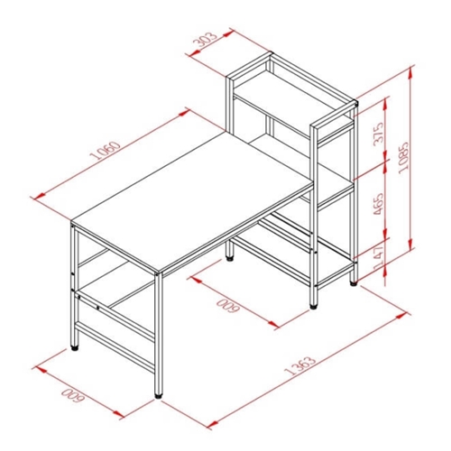 שולחן עם ספריה ביתית / משרדית מושלמת KEISAR
