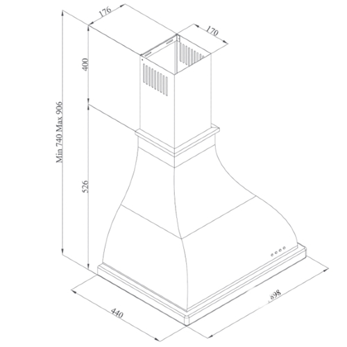 קולט אדים לי-ונט 90 ס"מ LyVent LV-O-238 שחור