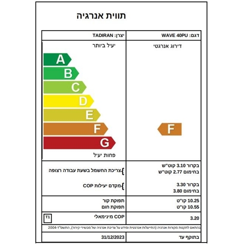 מזגן מיני מרכזי WAVE-40P 1P PUMP תדיראן TADIRAN