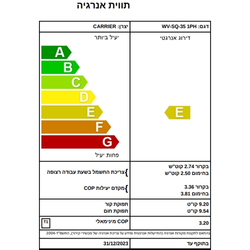 מזגן מיני מרכזי טורנדו TORNADO WV SQ 35 1PH