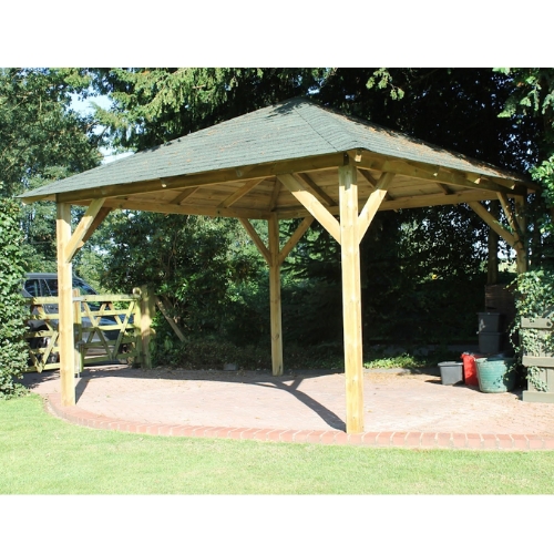 גזיבו עץ מלא 3.38X3.38 Tourist מטר Tuindeco