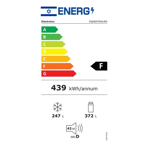 מקרר 4 דלתות 629 ליטר Electrolux EQE6870BA