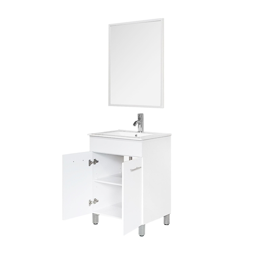 ארון אמבטיה עומד+כיור חרס ומראה לוטוס טודו דיזיין